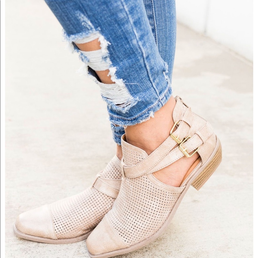 Vegan Leather Perforated Bootie